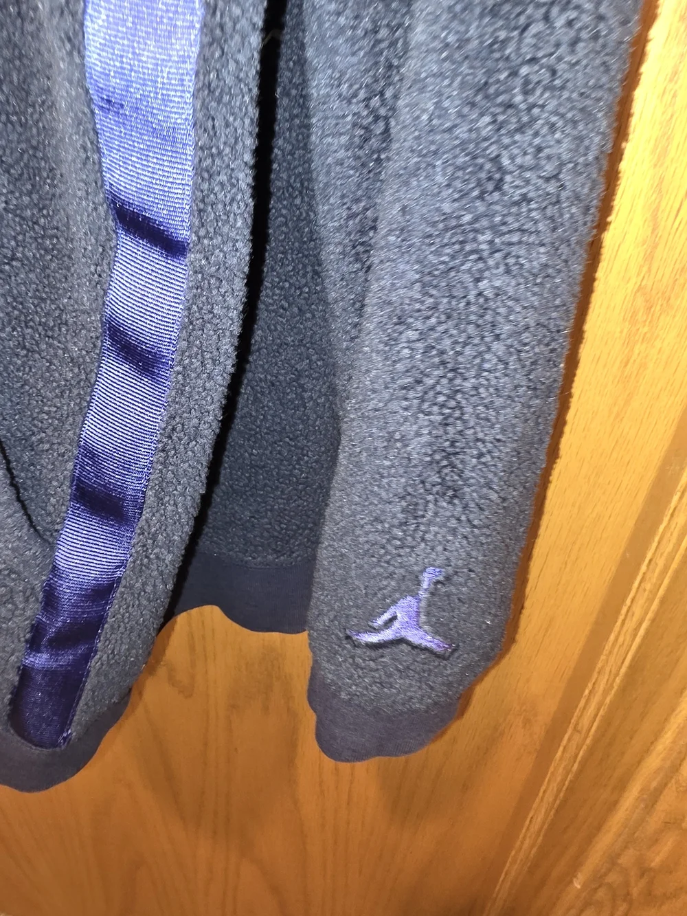 Vintage Jordan Men's Navy 'Flight' Sherpa Hoodie